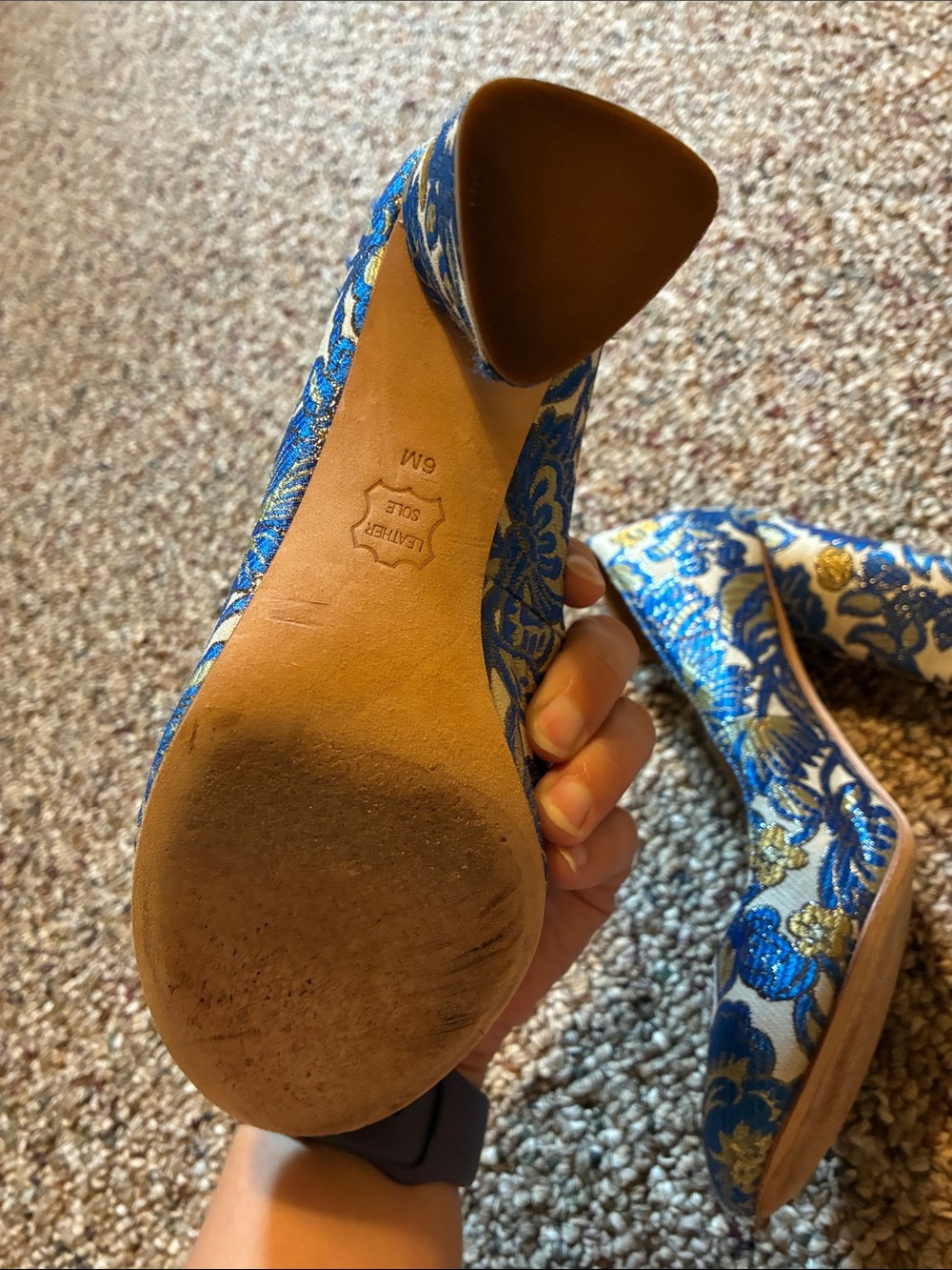 Tory Burch Elizabeth Brocade/Jacquard Floral Block Heel Pumps - Picture 5 of 6